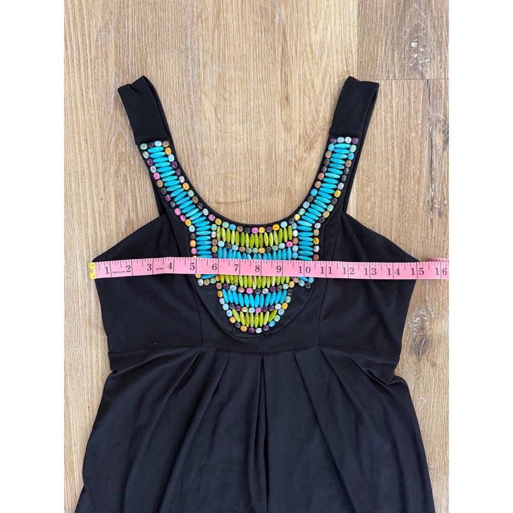 Cato Maxi Dress Women S Black‎ Beaded Bib Neckline Boho Sleeveless Jersey Gown - Picture 3 of 9